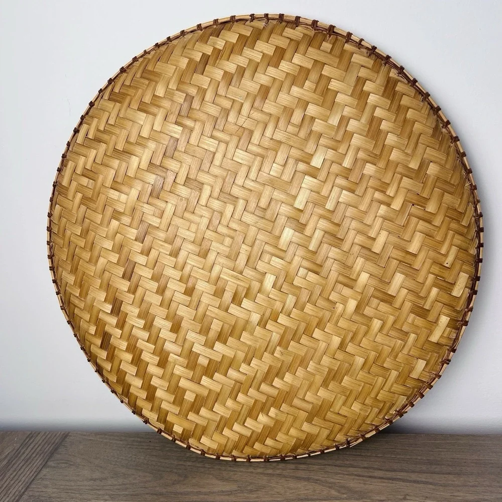 Vintage Chinese Style Bamboo Winnowing Basket Tray 16